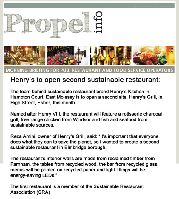 Henry's Grill News